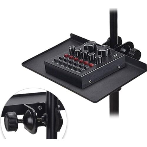 C1FB 200x130MM Sound Card Tray Live Broadcast Microphone Rack Stand Tray Tripod Phone Clamp Holder for Outdoor Singing Device