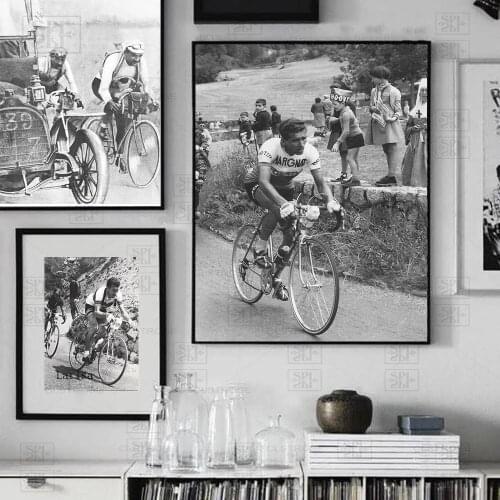France Cycling Race Vintage Poster Black and White Photography Federico Bahamontes Canvas Painting Wall Art Pictures for Home