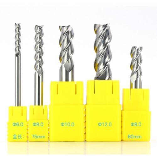 1pcs straight shan1mm~20mm 75L-150L high gloss router bit CNC machine 3 flutes carbide milling cutter for Aluminium process