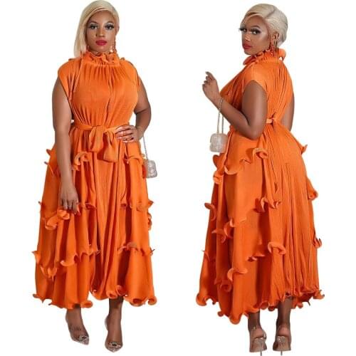 Fricaine Crimping Long Dresses For Women Elegant Ladies Clothing Evening Gown Abaya Femme Dubai Ankara Dashiki Robes Wholesale