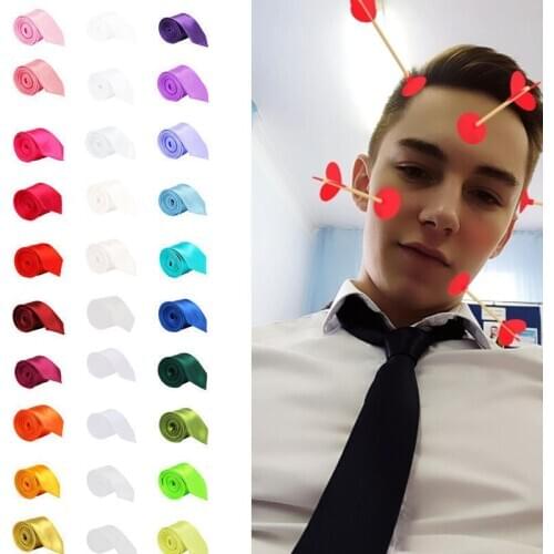 Fashion Tie for Men Slim Tie Solid color Necktie Polyester Narrow Cravat 5cm width 35 colors Royal Blue Gold Party Formal Ties