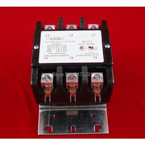 Hvacstar SA-3P-75A-24V Definite Purpose Contactor 3Poles 75FLA 24V AC Coil , DP Contactor, Air Conditioner Contactor