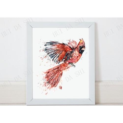 Cardinal Art, Red Cardinal Painting, Cardinal Gifts, Bird Prints, Woodland Decor, Woodland Animals, Forest Wall Art