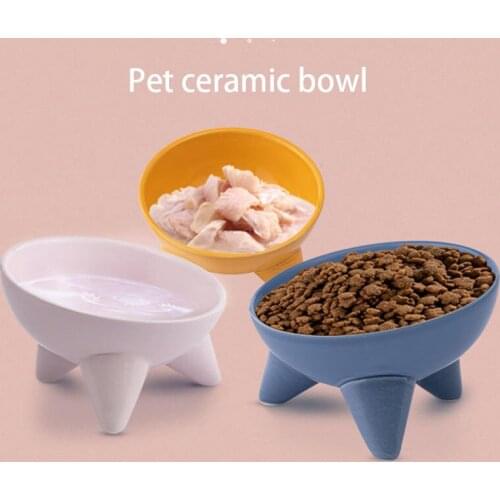 15° Tilt Pet Ceramic Bowl For Cats Feeder Accessories Non-slip Neck Guard Puppy Eating Food Bowls Drinkers Storage For Small Dog