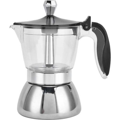 200ml Moka Pot 4 Cup Stainless Steel Coffee Maker Kitchen Stovetop Coffee Maker Coffee Kettle for making Delicious Macchiato