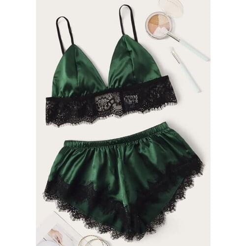 2021 Women Sexy Bra Set Ladies Sexy Lace Comfortable Polyester Sleepwear Underwear Tops Briefs Sets Lenceria Biquini