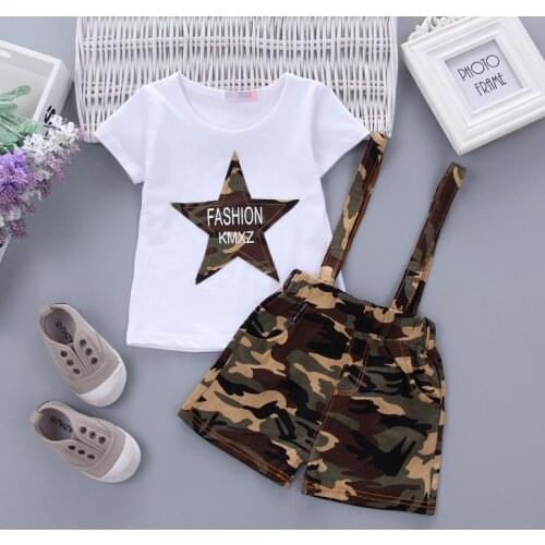 Boys summer clothing sets children fashion cotton t-shirts bib shorts 2pcs tracksuits for baby boy toddler overall suits outfits