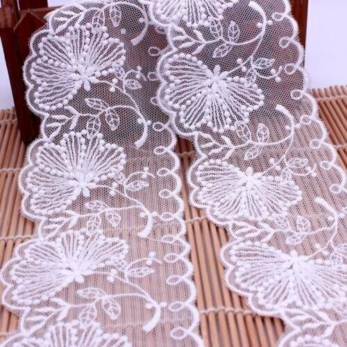 Cusack 182 cm 6.5cm White Mesh Embroidered Butterfly Lace Trims Ribbon for Garment Home Textiles DIY Crafts Trimming Lace Fabric