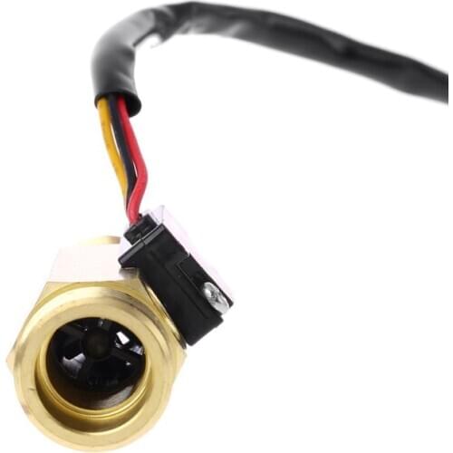 G1/2\" Brass Hall Flow Rate Meter NTC Temperature Measurement Water Flow Sensor Meter H7ED