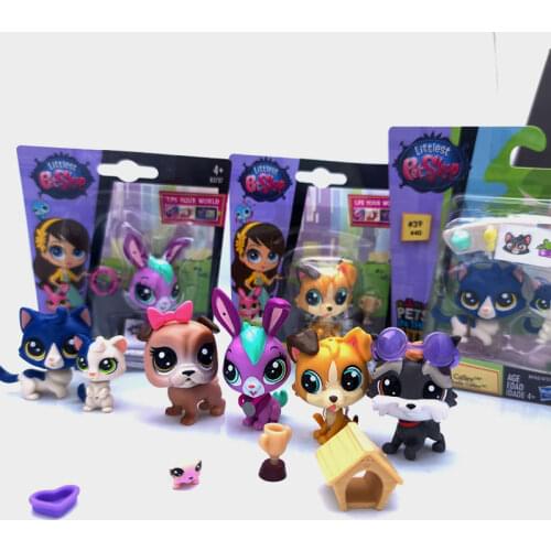 Littlest pet shop shepherd dog house rabbit mobile interactive games PVC gift box model toys 2 pieces of price