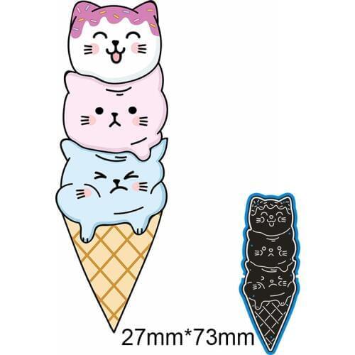 27*73mm Cat ice cream new Metal Cutting Dies for decor card DIY Scrapbooking stencil Paper Album template Dies