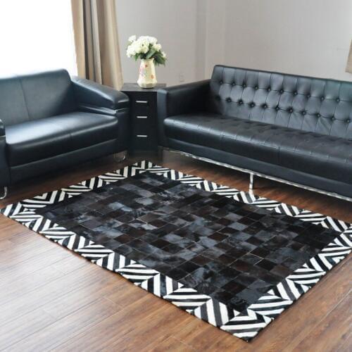 Fashionable art carpet 100% natural genuine cowhide leather matting