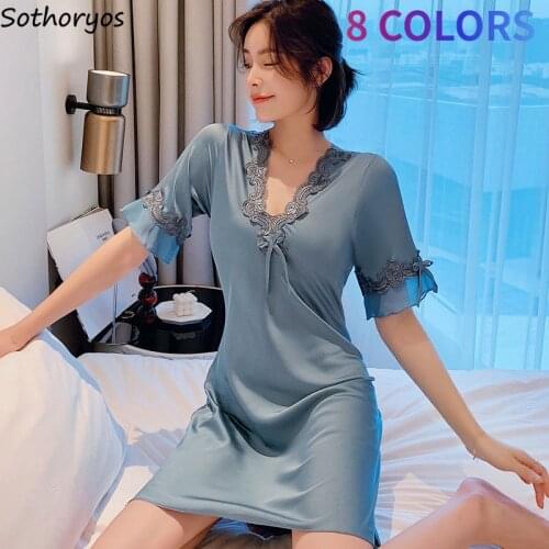Nightgowns Women Plus Size 3XL Mini Sexy Summer Loose Casual Sleepwear Ladies Soft Comfort Short Sleeve Sleeping Dress Harajuku