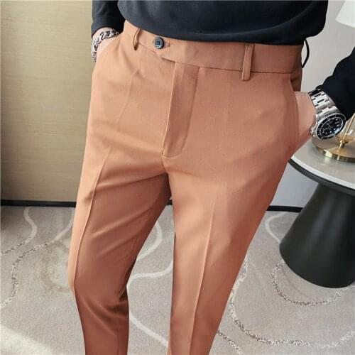 2021 New Mens High Quality Slim Pants Mens Fashion Business Casual Suit Pants Formal Office Wedding Banquet Pants Pantaloni
