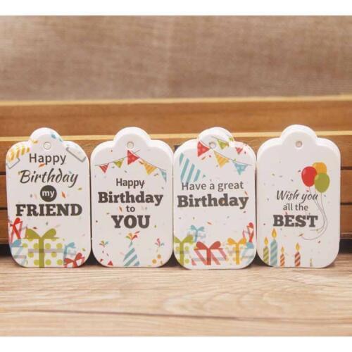 New 5*3cm DIY happy birthdaymy friend hang tag scallop heart shape party days gift /crafts/bakery/candy tag label 100pcs tag/lot