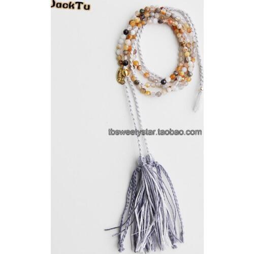 New arrival africa opal beads woven tassels fashion necklace for woman