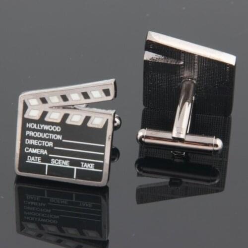 WholeSale 10pairs/lot High Quality Copper FILM CLAPPER BOARD SILVER CUFFLINKS SHIRT NOVELTY GIFT RETRO MOVIE CLAPPERBOARD