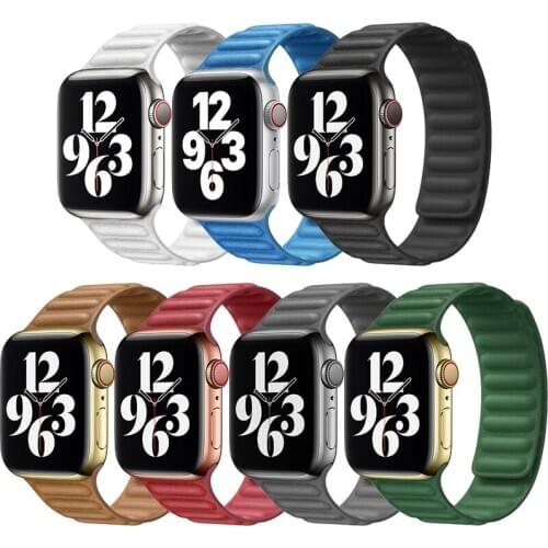 Leather link for Apple Watch 6/5/4/3/2/1 band 44mm 40mm 42mm 38mm iwatch strap apple watch SE magnetic loop bracelet accessories