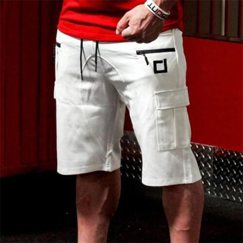 Pantalones cortos hombre cargo short homme cotton men Multi-pocket white shorts bermuda cargo casual knee length gyms shorts
