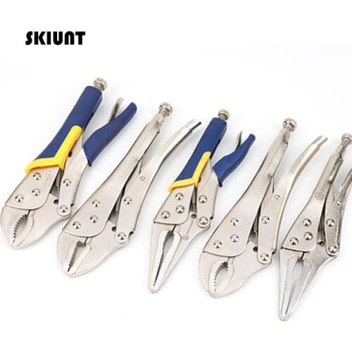 SKIUNT 7/9/10 Inch Locking Pliers Set Large Opening Clamp Head Vise Multitools Rubber Handle Household Repair Hand Tools Kits