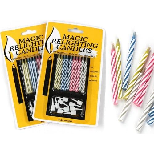 1 Set Relighting Candles Show Props Funny April Fools' Day Toys Party Trick Candles Cake Decor