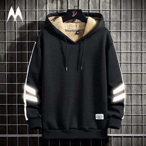 Winter Hoodie Men Wool Liner 2021 Brand New Thick Warm Hooded Sweatshirt Men Streetwear Hoodies Harajuku Fashion Tops