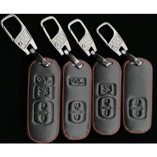 Smart Keyless Leather Car Key Case Remote Fob Protect Cover Keychain Keys Bag For Mazda 3 cx9 cx3 cx5 cx7 Speed Car Accessories