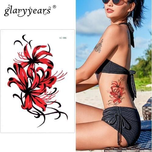 Glaryyears A Little Big Arm Temporary Tattoo Sticker Red Fake Tatoo Cartridge Flash Tatto Waterproof Body Art Women LC-586