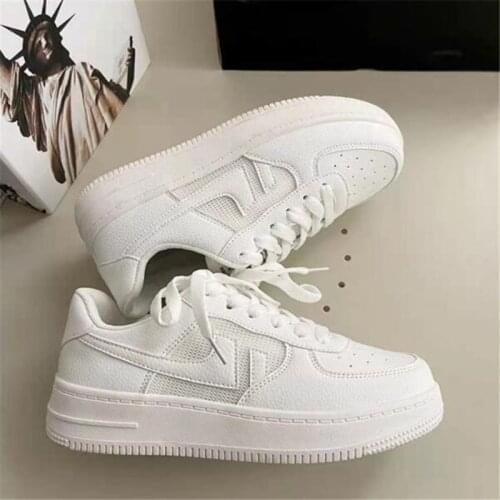 New womens sneakers fashion leather stitching breathable thick-soled non-slip lightweight comfortable casual shoes women