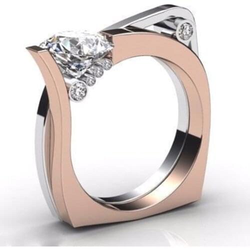 I & FDLK Fashion Round CZ Wedding Rings for Women White Crystal Jewelry Rings Square Bague Zirconia Engagement Accessories