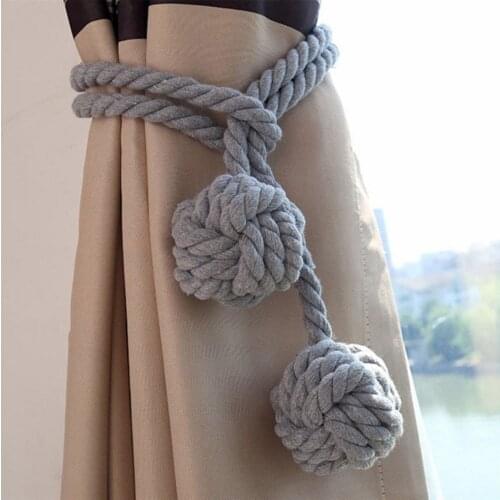 1 Pair 130cm Curtains Hanging Balls Solid Gray Accessories Curtinas Buckle Home Decoration Curtains Tassels Green Hook Tieback
