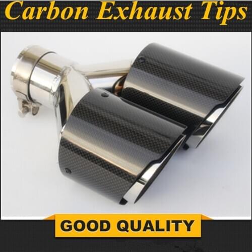 1PCS Universal DUAL Exhaust Tip Glossy carbon fiber exhaust pipe tail quad exhaust muffler tip