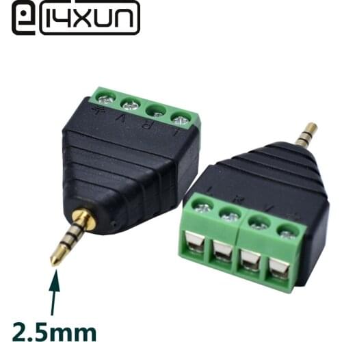 1pcs Video AV Balun 2.5mm 4 Pole Stereo Male to AV Screw Terminal Stereo Jack 2.5 mm male 4 pin Terminal Block Plug connector