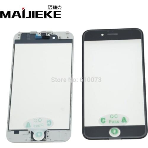 10PCS For iPhone 6/6 plus 3 in 1 AAA+ Front Screen Outer Glass with Frame OCA Film Assembly Replacement +Ear Mesh Black White