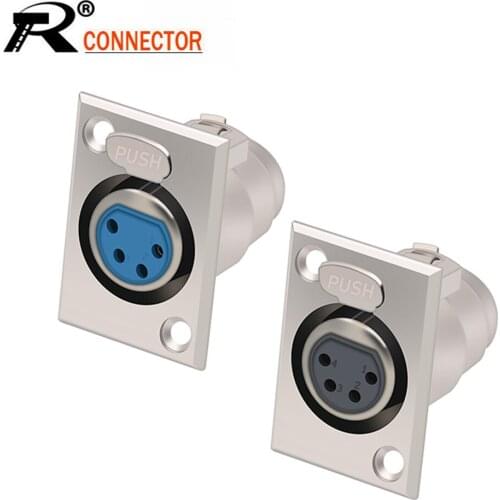 10pcs/lot XLR Female Panel Mount Connector 4 PIN XLR Plug Metal Nickel Plated XLR Chassis Wholesales