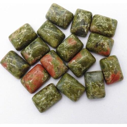 10Pcs 14x10x5mm Wholesale Natural Green Unakite Jasper Oblong Cab Cabochon DIY Jewelry Accessories S139
