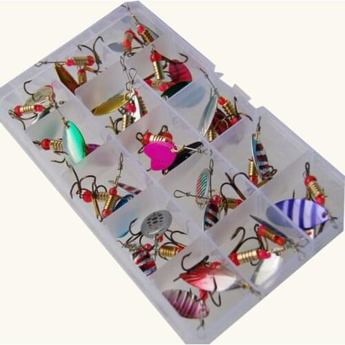 30pcs /lots Spinner Bait Fishing Lure Sets Perfect Lure Kit For River Creek Trout Pike Perch bass Camp Panfish 2018 New lure box