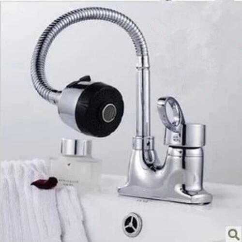 Free shipping brand new deck mounted bathroom sink mixer tap, hot and cold water