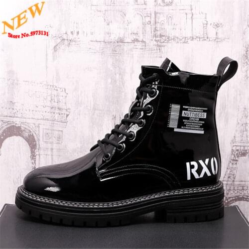 Fashion Leather Punk Men High Tops Motorcycle Shoes Martin Boots Ankle Boots Height Increasing shoes Zapatillas Hombre
