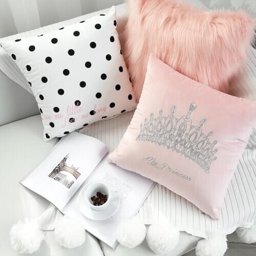 45x45cm modern pink cushion cover sofa sequin throw pillow cover pink/white fur pillow case decorative waist pillowcase