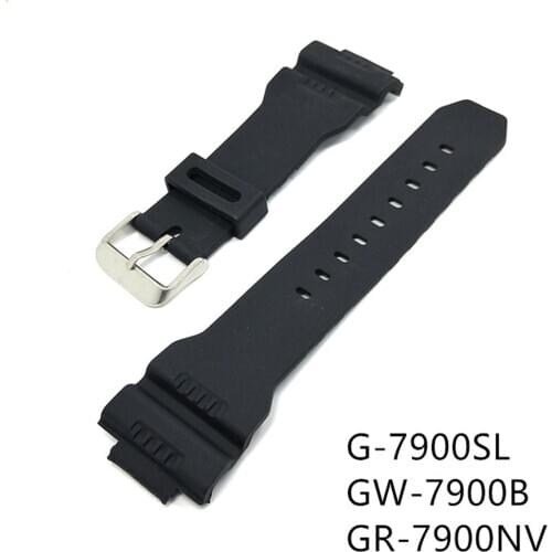 Black PU Watch Band Strap for Casio G-Shock G-7900SL GW-7900B GR-7900NV Sport Replacement Watchband Wrist Bracelet Accessories