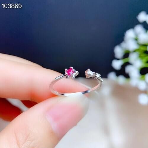 CoLife Jewelry 925 Silver Resizable Ring for Daily Wear 3mm Natural Ruby Ring Fashion Silver Gemstone Ring