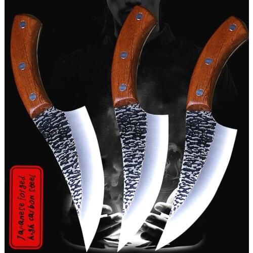 DEHONG 24.5cm hand forged by chef Tang, sliced kitchen knife, high carbon steel outdoor knife, butchers knife + Leather Case