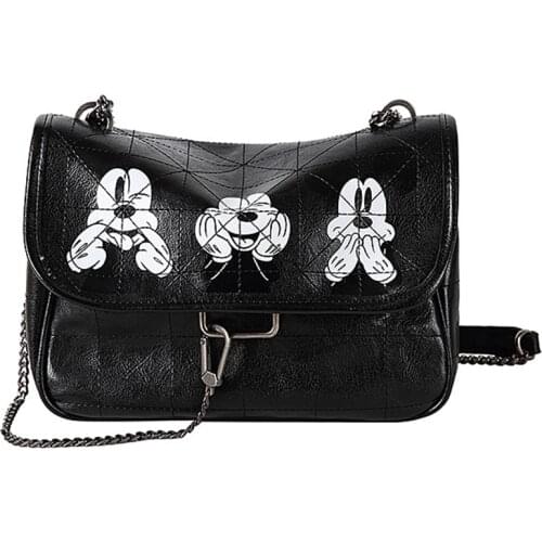 Disney mickey mouse PU women Handbag Shoulder Bag messenger shoulder bag female purse fashion pattern chain bag Christmas Gift