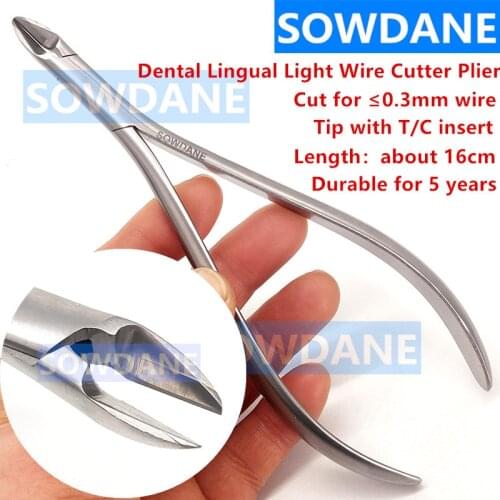 Long handle Dental Lingual Ligature Pin Cutting Light Wire Cutter Plier With Golden Handle and TC Cutter for Maximum 0.3mm Wire