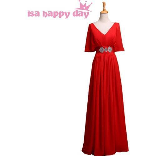 Elegant red floor gowns plus size evening gowns a-line gown size 18 chiffon dress women long formal engagement dresses H3129