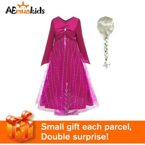 Fantasia Elsa 2 Girls Dress Anna Cosplay Party Vestidos Girl Clothing Red Elsa Costume Snow Queen Elsa Dress 3-12T