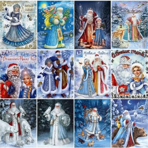 EverShine Diamond Painting Full Square Santa Claus Cross Stitch Diamond Mosaic Christmas Picture Rhinestones Cartoon Wall Art