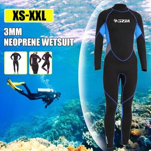 3mm Wetsuit Full Body Diving Suit Back Zipper Suit for Diving Snorkeling Surfing for Women Men
