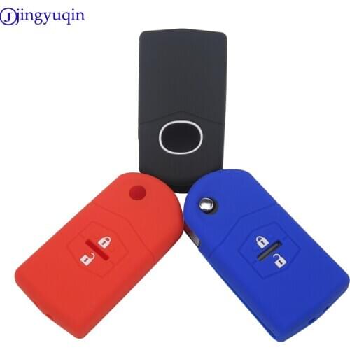 Jingyuqin 10pcs/lot Silicone Key Case Cover For Mazda 3 2 6 2003-2013 Car Key Holder 2 Button Flip Key